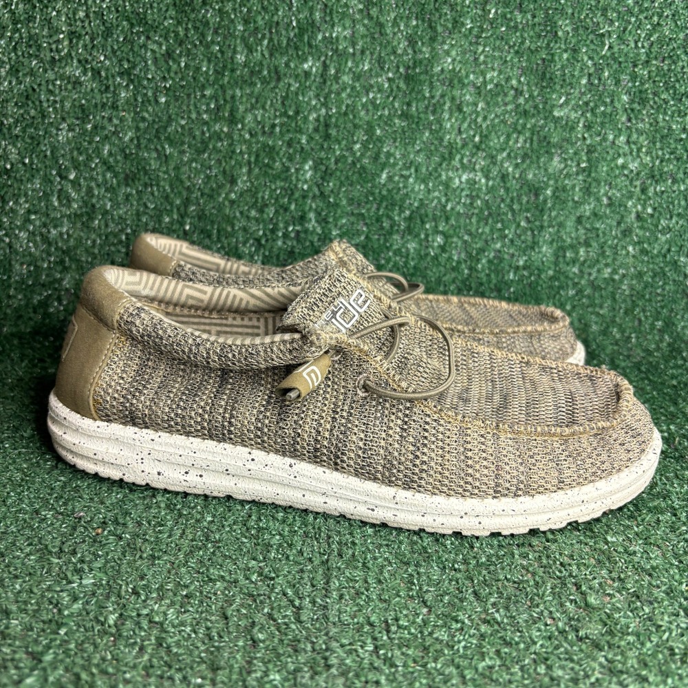 Hey Dude Wally Sox Knit Lightweight Comfort Casual Loafer Moccasin Brown Mens 9